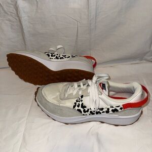 Nike White and Orange Sneakers with Animal Print